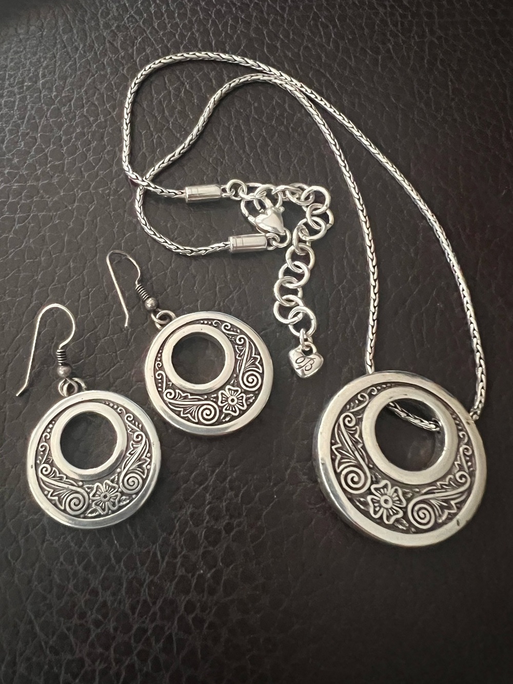 Brighton Hyde Park Pendant Silver Earrings French Wire Necklace Set